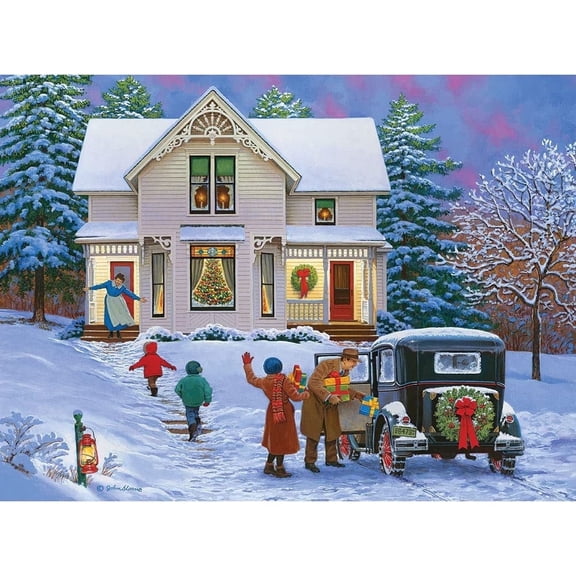 Bits and Pieces – The Greatest Gift Glow-in-the-Dark Christmas Jigsaw Puzzle, 300 Pieces, 18" x 24" Holiday Winter Scene by John Sloane
