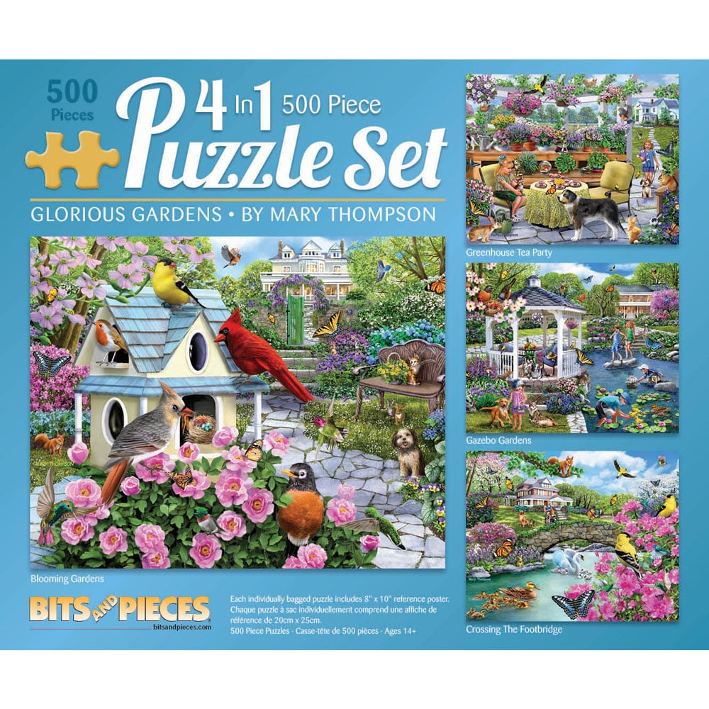 Bits and Pieces 4In1 MultiPack Glorious Gardens 500 Piece Jigsaw