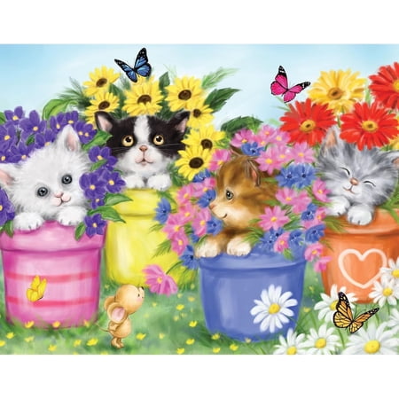 Bits & Pieces 50-Pc Senior Puzzle – Cats in Flower Pots, 15×19, Lettered