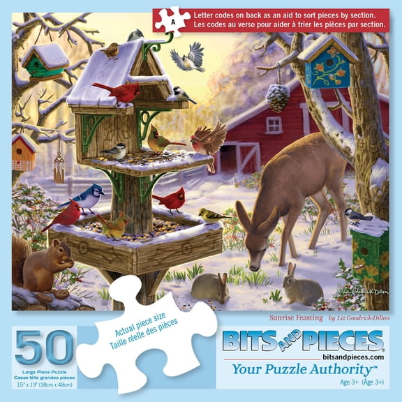 Bits & Pieces 50 Piece Jigsaw Puzzle for Seniors “Sunrise Feasting” by Liz Goodrick-Dillon 15" x 19"