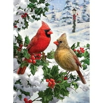 Bits and Pieces Jigsaw Puzzle Cardinal Couple 500 Piece Glitter Holiday Christmas 18 x 24 Inch