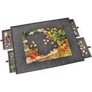 Bits and Pieces Lightweight Jigsaw Puzzle Board with Drawers, Portable Felt Puzzle Table for 1000 Piece Puzzles, Non-Slip Surface with 4 Sorting Trays, 30 x 23