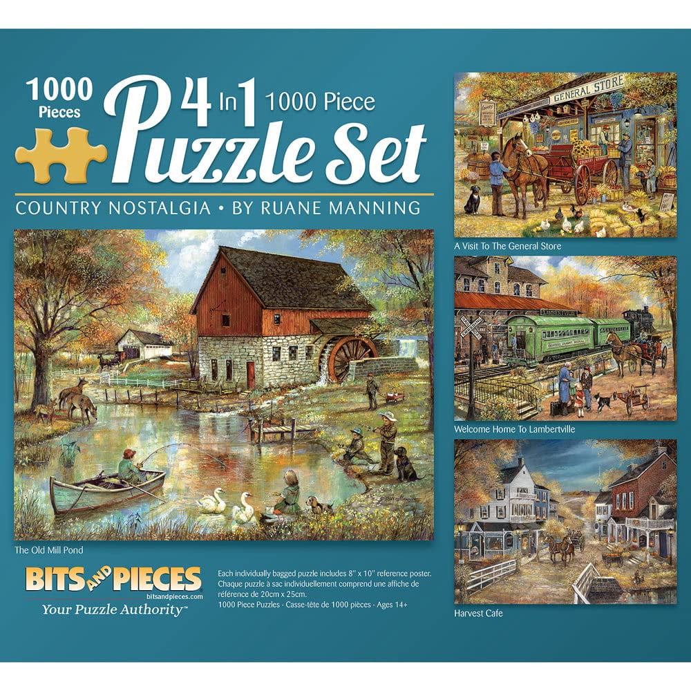 Bits and Pieces Multipack of Four (4) 4in1 1000 Piece Jigsaw