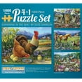 thumbnail image 1 of Bits and Pieces - Multipack of Four (4) 4-in-1 1000 Piece Jigsaw Puzzles for Adults - Puzzles Measure 20" x 27" - 1000 pc Cat Puppy Rooster Family Summer Garden Birds Jigsaws by Artist Oleg Gavrilov, 1 of 5