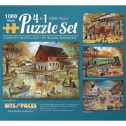 Bits & Pieces 4-in-1 1000-Pc Ruane Manning Country Scenes Puzzle Set 20×27″