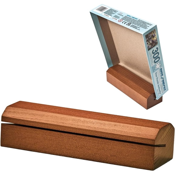 Bits and Pieces Puzzle Box Lid Holder, Solid Wood Puzzle Accessory – Walnut Finish Puzzle Stand Keeps Box Lid Upright for Easy Reference Viewing, Universal Fit for Jigsaw Puzzles