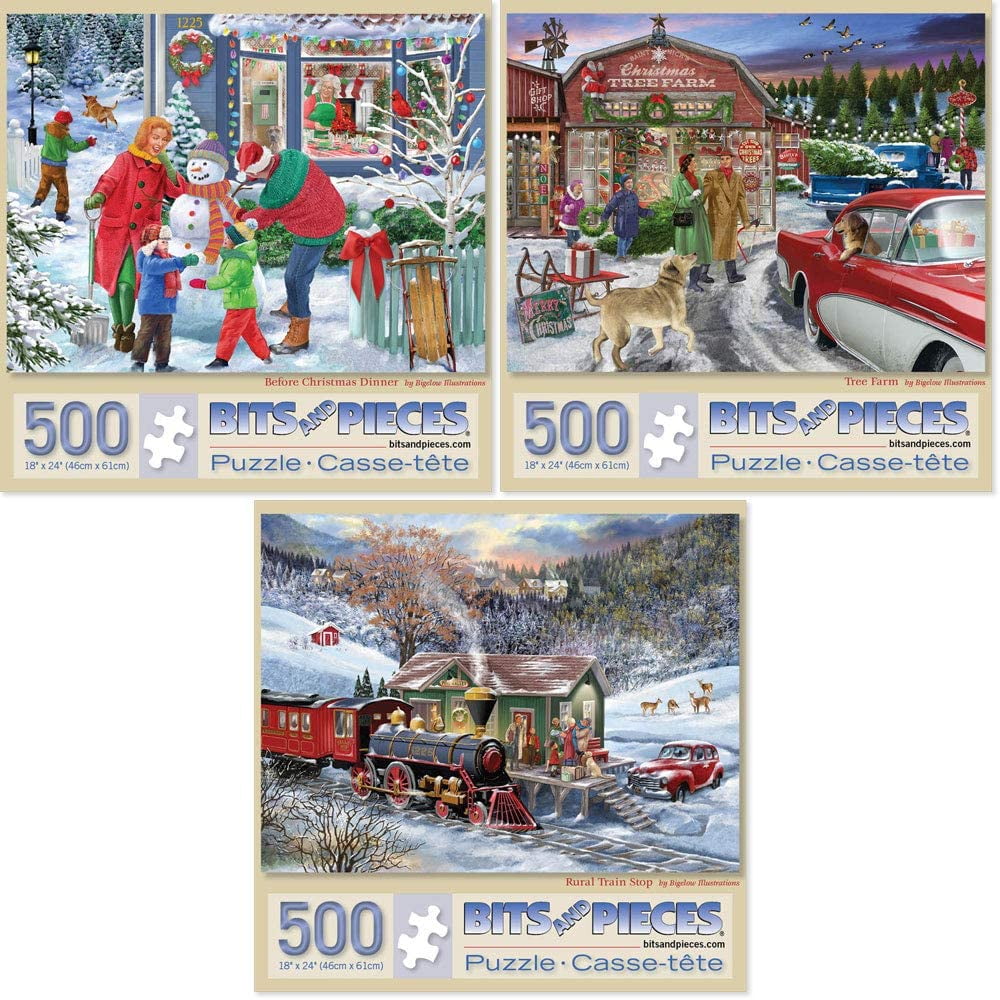 Bits And Pieces Value Set Of Three 3 500 Piece Jigsaw Puzzles For Adults Each Puzzle