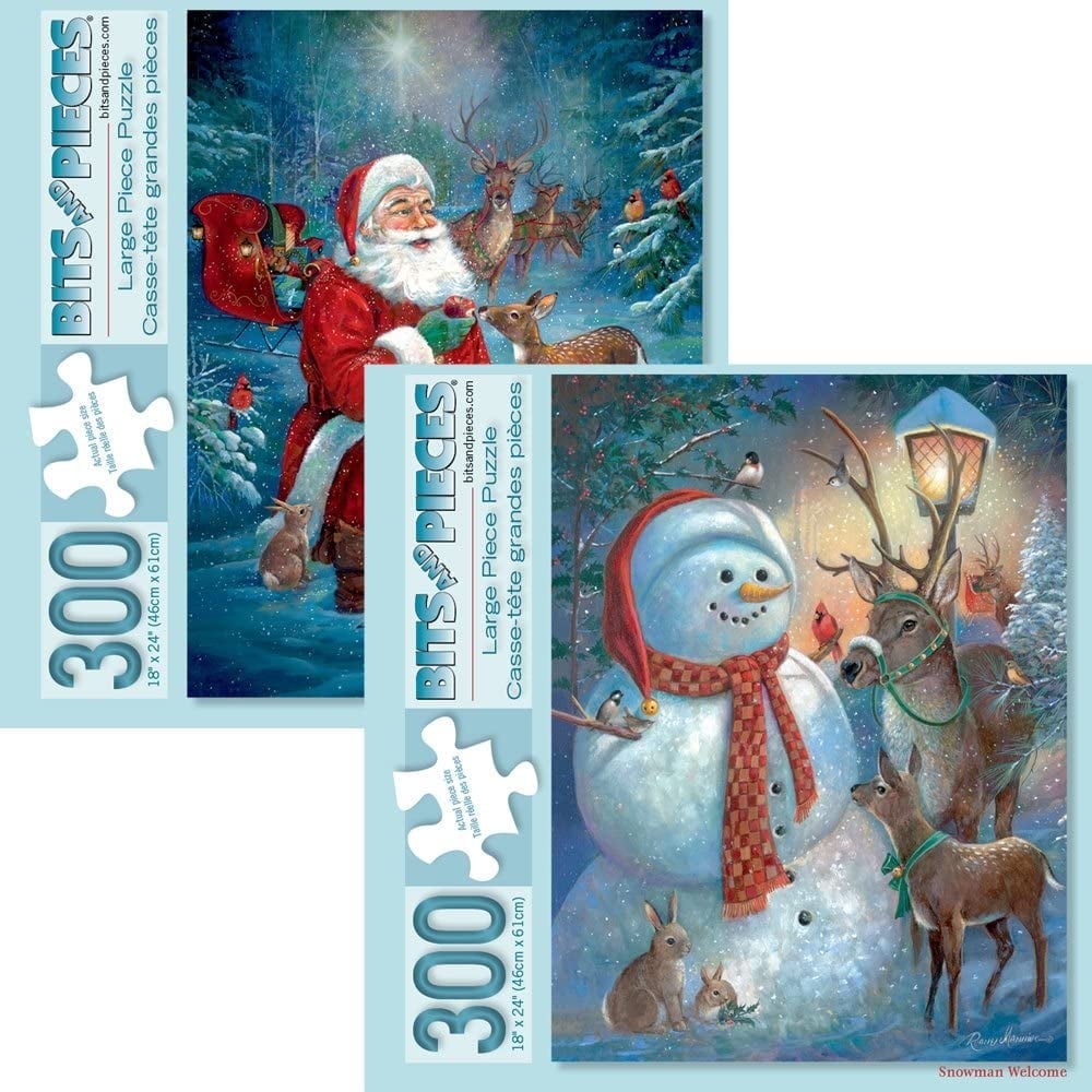Bits and Pieces Jigsaw Puzzles Winter Holiday Collection 300 Piece for Adults 18 x 24 Inch 2 Pack