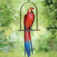 thumbnail image 1 of Bits and Piece Swinging Parrot Sculpture Garden Bird Hanging Chain Home Outdoor Patio Decoration, 1 of 1