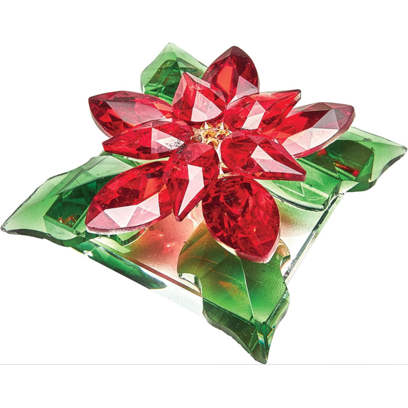 Bits and Pieces 1.5" Christmas Poinsettia Crystal Figurine