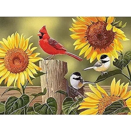 Bits and Pieces 100 Piece Jigsaw Puzzle Sunflower & Songbirds by William Vanderdasson 15" x 19"
