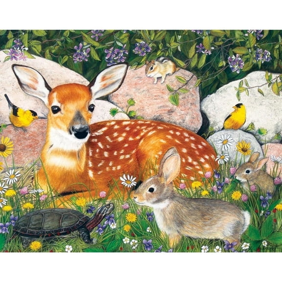 Bits and Pieces 100 Piece Jigsaw Puzzle for Adults “Woodland Friends” by Julie Bauknecht 15" x 19"