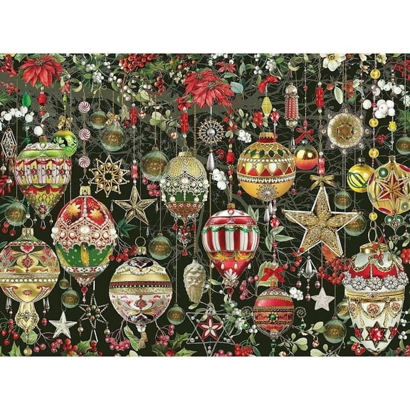 Bits and Pieces Christmas Ornaments Jigsaw Puzzle 1000 Piece by Artist Barbara Behr 20 x 27 in