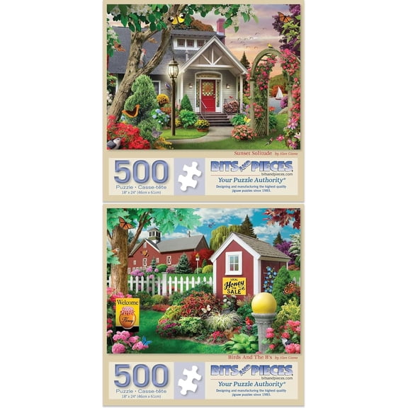 Bits and Pieces 2-Pack 500 Piece Farmhouse Nature Puzzles by Alan Giana