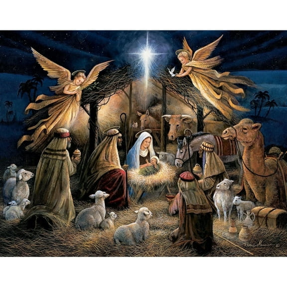 Bits and Pieces 200 Piece Jigsaw Puzzle for Seniors “In The Manger” by Ruane Manning 15"x19"