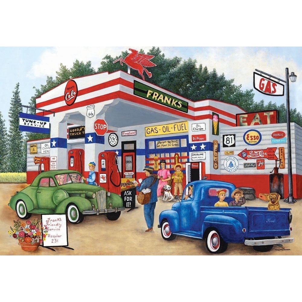 Bits and Pieces - 2000 Piece Jigsaw Puzzle for Adults 26"X39" - Frank's Friendly Service - Americana Summer 2000 pc Jigsaw by Artist Kay Lamb Shannon