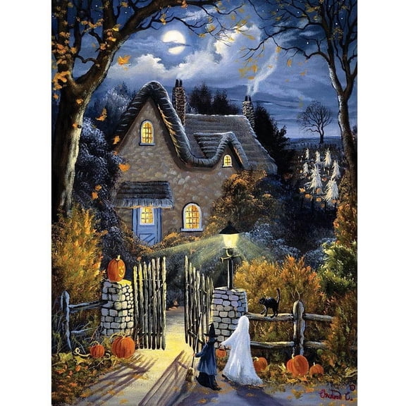 Bits and Pieces 300 Piece Glow Jigsaw Puzzle for Adults ‘Tess's Halloween’ by Christine Carey