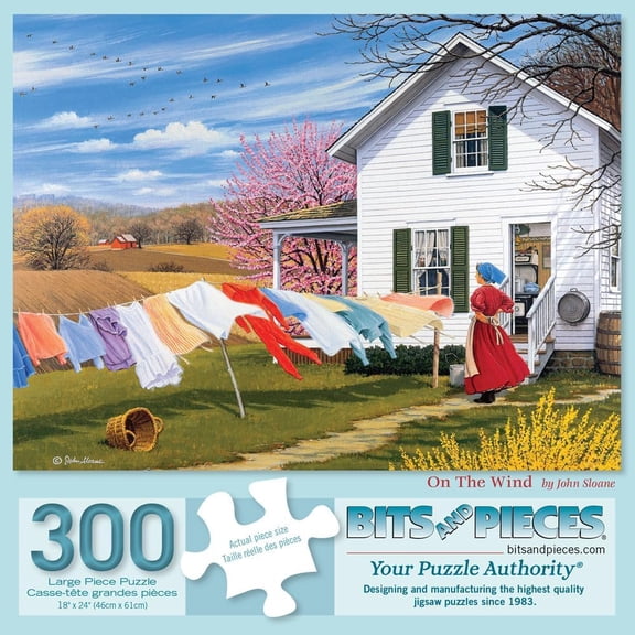 Bits and Pieces 300-Piece Jigsaw Puzzle – Countryside Clothesline – 18" x 24"