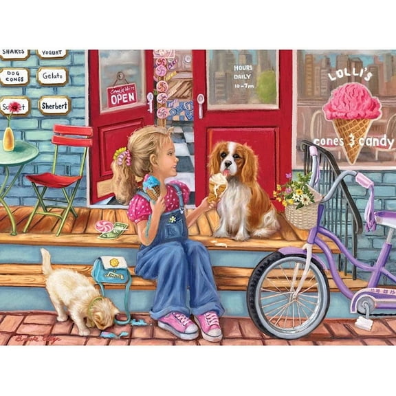 Bits and Pieces Jigsaw Puzzle Payday Cones Summertime Scene by Brooke Faulder 300 Piece 18" x 24"