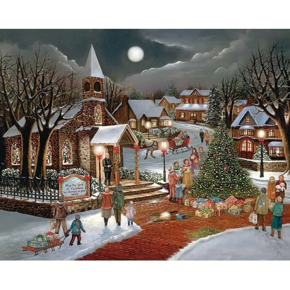 Bits and Pieces 300 Piece Jigsaw Puzzle Spirit of Christmas Town Holiday by H. Hargrove 18" x 24"