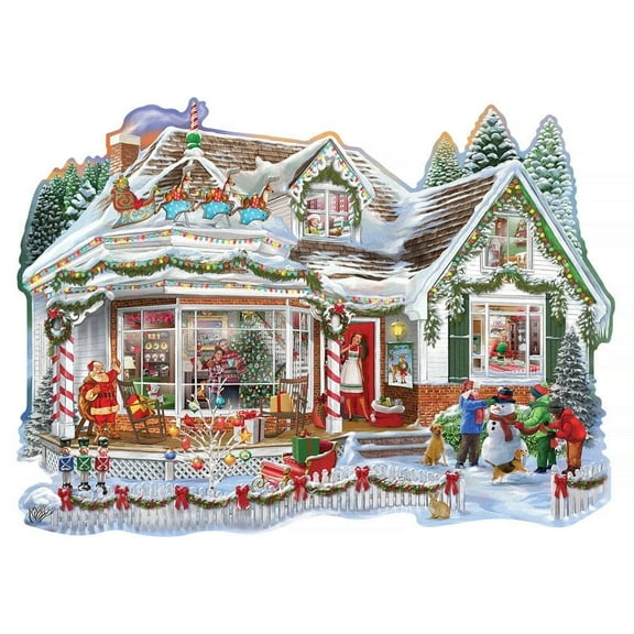 Bits and Pieces - 300 Piece Jigsaw Puzzle for Adults 18" x 24" - 'Christmas Call to Dinner' - 300pc Large Pc Shaped Jigsaw by Bigelow Illustrations