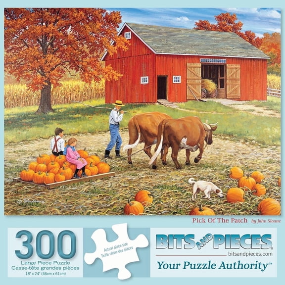 Bits and Pieces - 300 Piece Jigsaw Puzzle for Adults - 18" x 24" - Pick of The Patch, Autumn Pumpkins