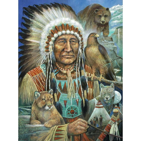 Bits and Pieces 300 Piece Jigsaw Puzzle for Adults Chief Sitting Bear by Ruane Manning 18 "X 24"