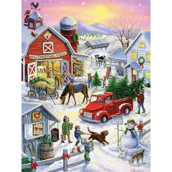 Bits and Pieces 300 Piece Jigsaw Puzzle for Adults “Christmas Tree Farm” by Rose Mary Berlin 18"x24"