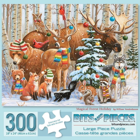 Bits and Pieces 300 Piece Jigsaw Puzzle for Adults “Magical Forest Holiday” Christmas 18"x24"