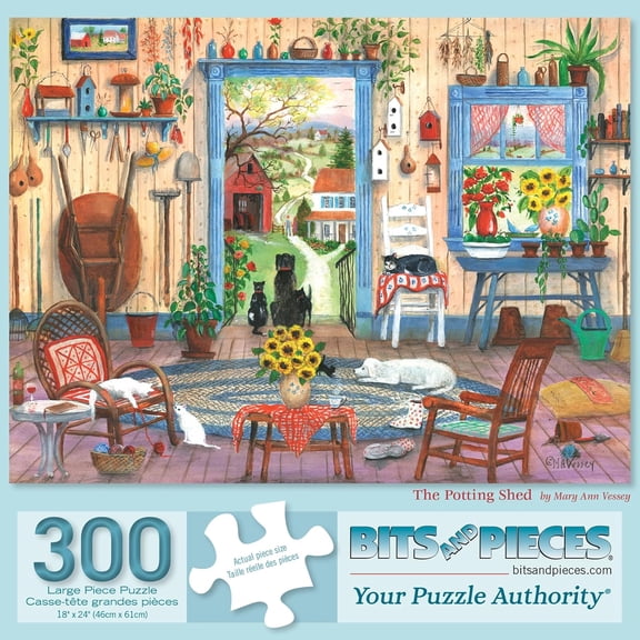 Bits and Pieces 300 Piece Puzzle – The Potting Shed – 18" x 24" Large Pieces