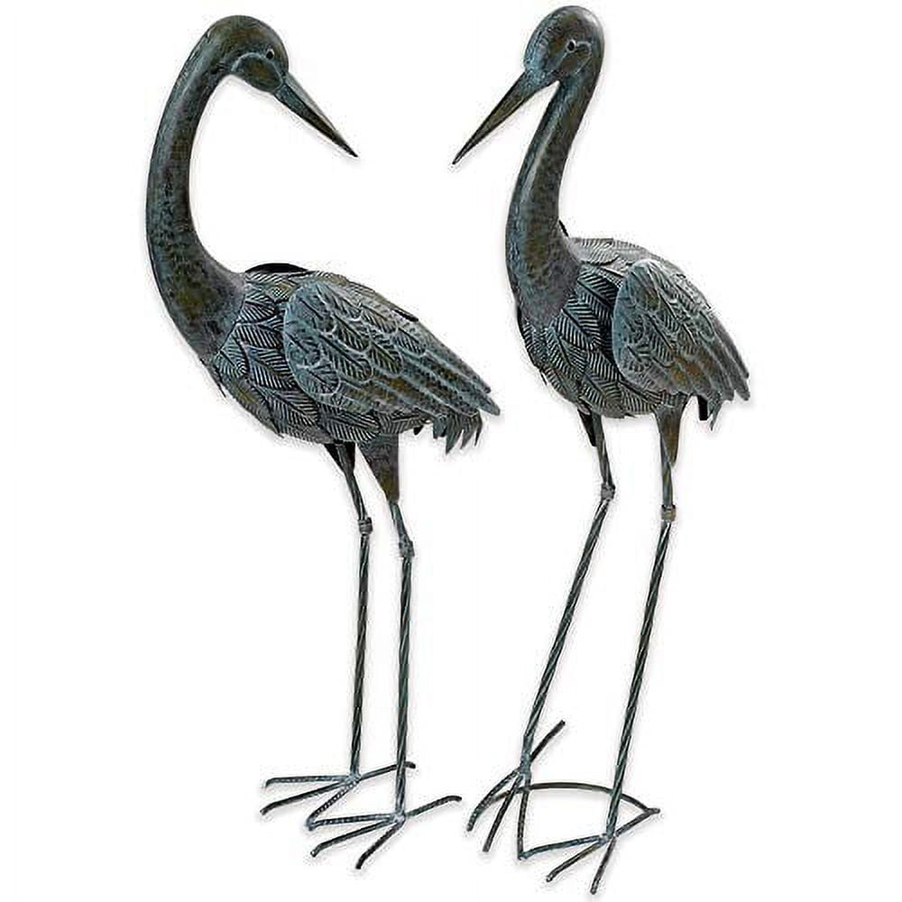 Bits and Pieces 34” Metal Verdigris Herons Garden Statues Set of 2
