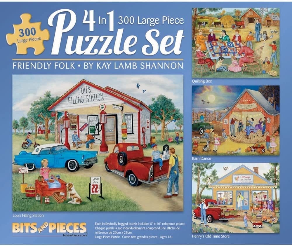 Bits And Pieces LARGE MULTIPACK ADULTS 300 Piece Jigsaw Puzzles, Folk Theme, 16 x 20 Inches