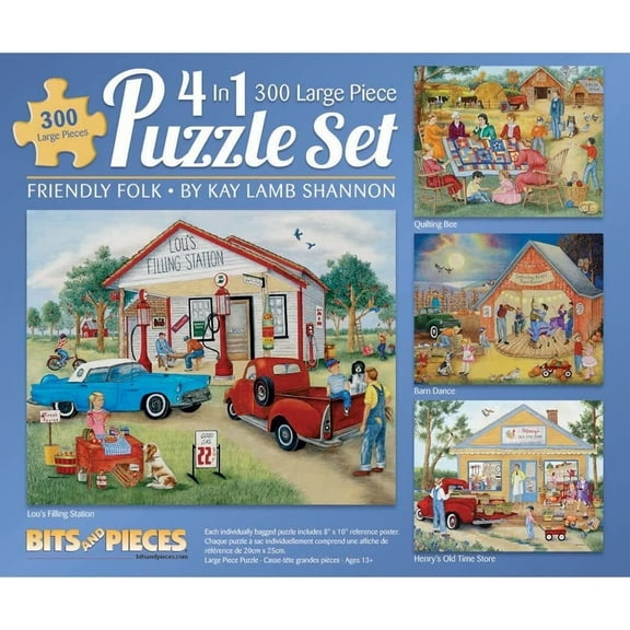 Bits And Pieces LARGE MULTIPACK ADULTS 300 Piece Jigsaw Puzzles, Folk Theme, 16 x 20 Inches