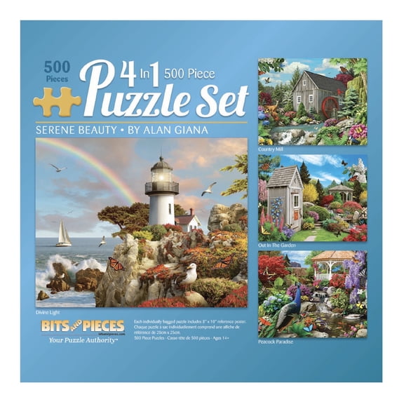 Bits and Pieces Jigsaw Puzzles Serene Beauty Adult 500 Piece 4-in-1 Multi-Pack 16" x 20"