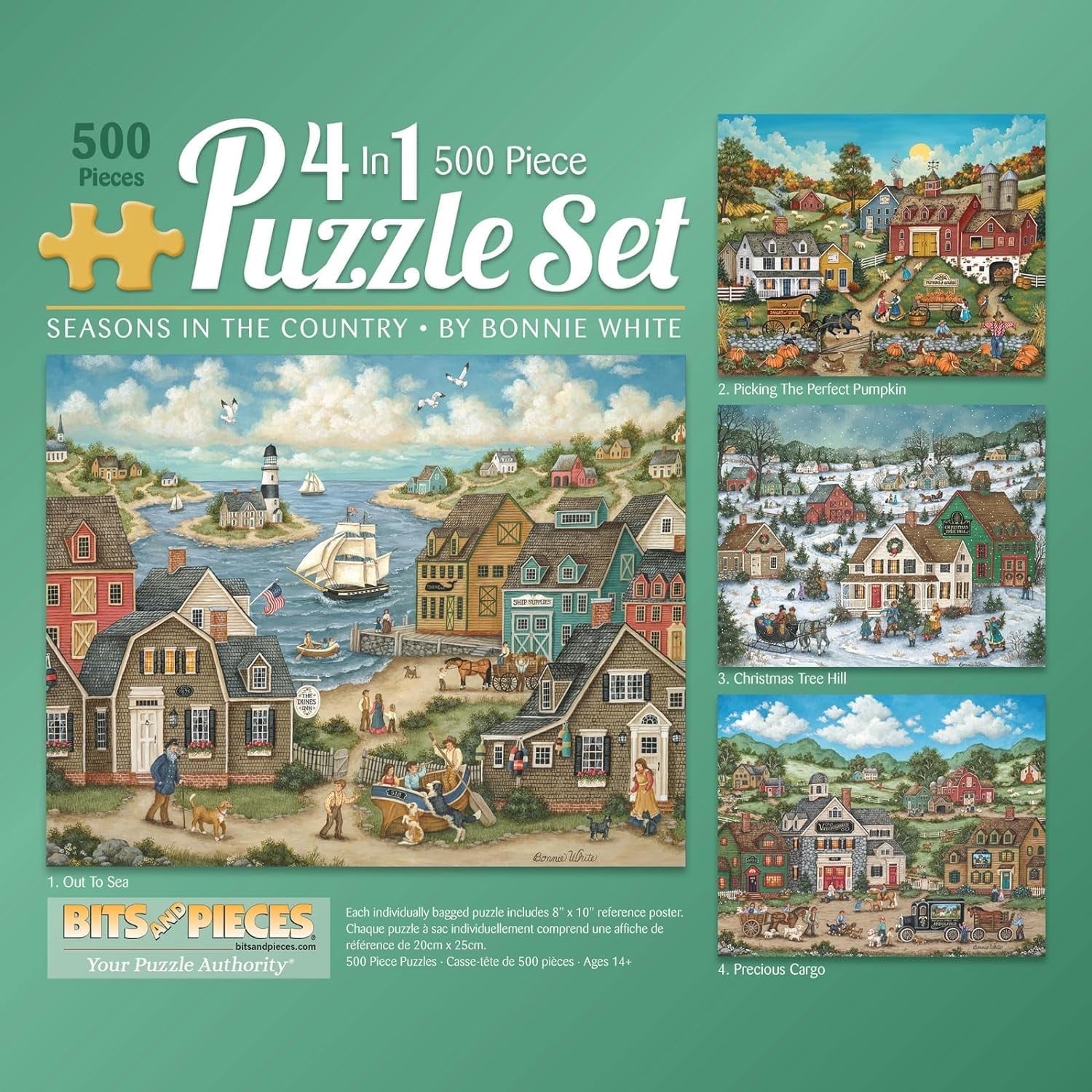 Bits and Pieces 4-in-1 Set 500 Piece Jigsaw Puzzles Seasons in The ...