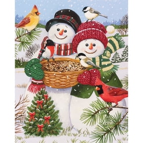 Bits and Pieces 50 Piece Jigsaw Puzzle for Seniors “Snow Couple Feeding The Birds” 15" x 19"