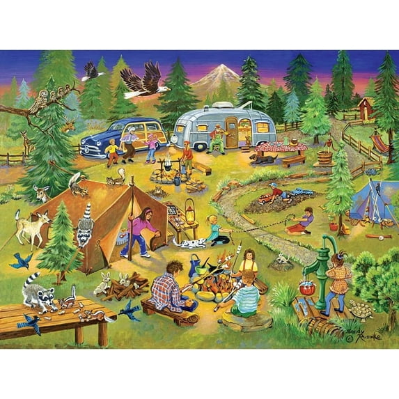 Bits and Pieces 500 Piece Jigsaw Puzzle Camping with Grandma and Gramps by Sandy Rusinko 18" x 24"
