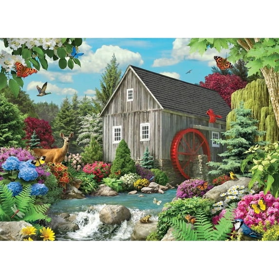 Bits and Pieces - 500 Piece Jigsaw Puzzle - Country Mill - Wildlife Stream - by Artist Alan Giana - 500 pc Jigsaw