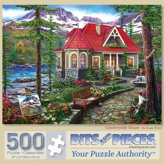 Bits and Pieces 500 Piece Jigsaw Puzzle Countryside House Forest Lake by Image World 18" x 24"