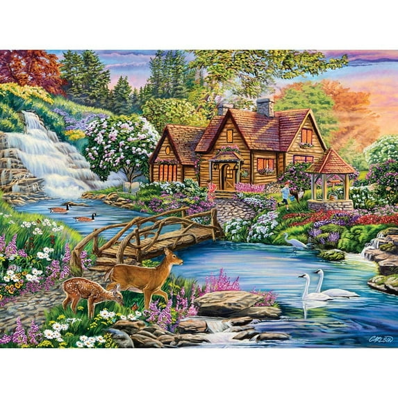 Bits and Pieces 500 Piece Jigsaw Puzzle Enchanted Forest Cottage 500 pc by Cory Carlson 18" x 24"