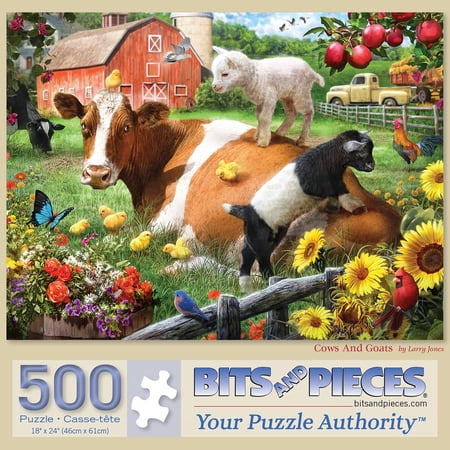 Bits and Pieces 500 Piece Jigsaw Puzzle for Adults 'Cow and Goats' Farm by Larry Jones 18"x24"