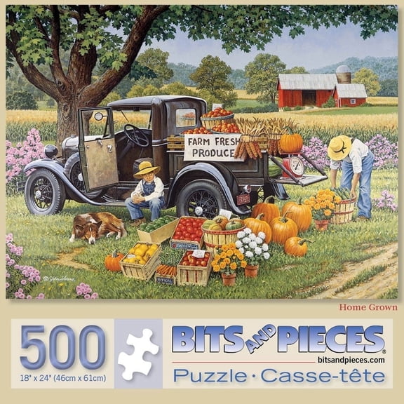 Bits and Pieces 500 Piece Jigsaw Puzzle for Adults “Home Grown” Fall Farm by John Sloane 18"X24"