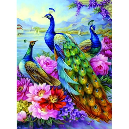 Bits and Pieces 500 Piece Jigsaw Puzzle for Adults Peacocks Flower Bird by Oleg Gavrilov 18" x 24”