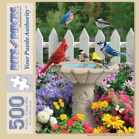 Bits and Pieces Summer Garden Friends Jigsaw Puzzle for Adults, 500 Piece, 18" x 24"