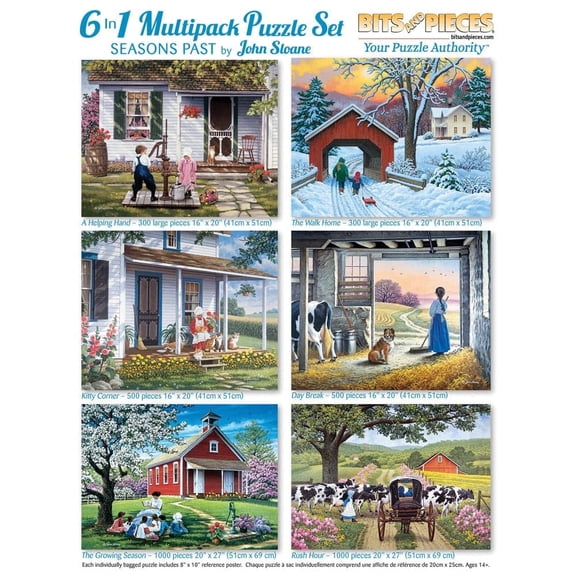 Bits & Pieces 6βinβ1 Seasons Puzzle Set by John Sloane β 300β1000 Pc, 18x24