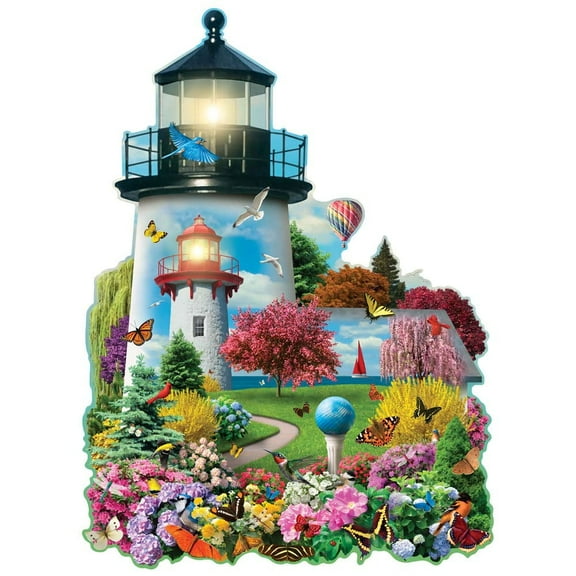 750 Piece Shaped Lighthouse Garden Jigsaw Puzzle for Adults 20"x27"