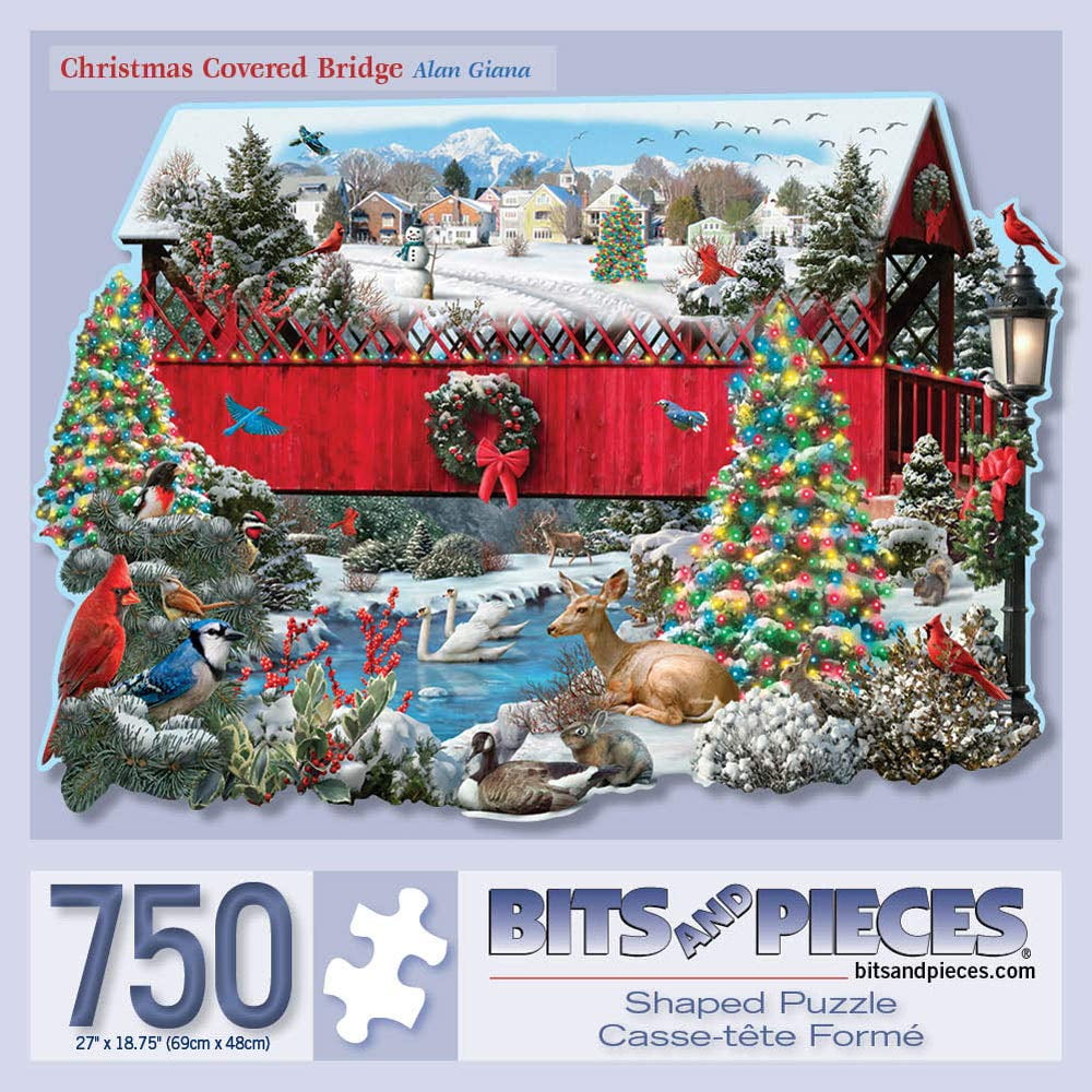 Bits And Pieces 750-Piece Shaped Jigsaw Puzzle - Winter Bird Feeder By Russel Cobane, 55.8cm X 66cm Finished Size