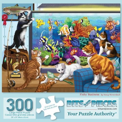Bits and Pieces Fishy Business 300-Piece Jigsaw Puzzle, Large Pieces, 18x24 Inches
