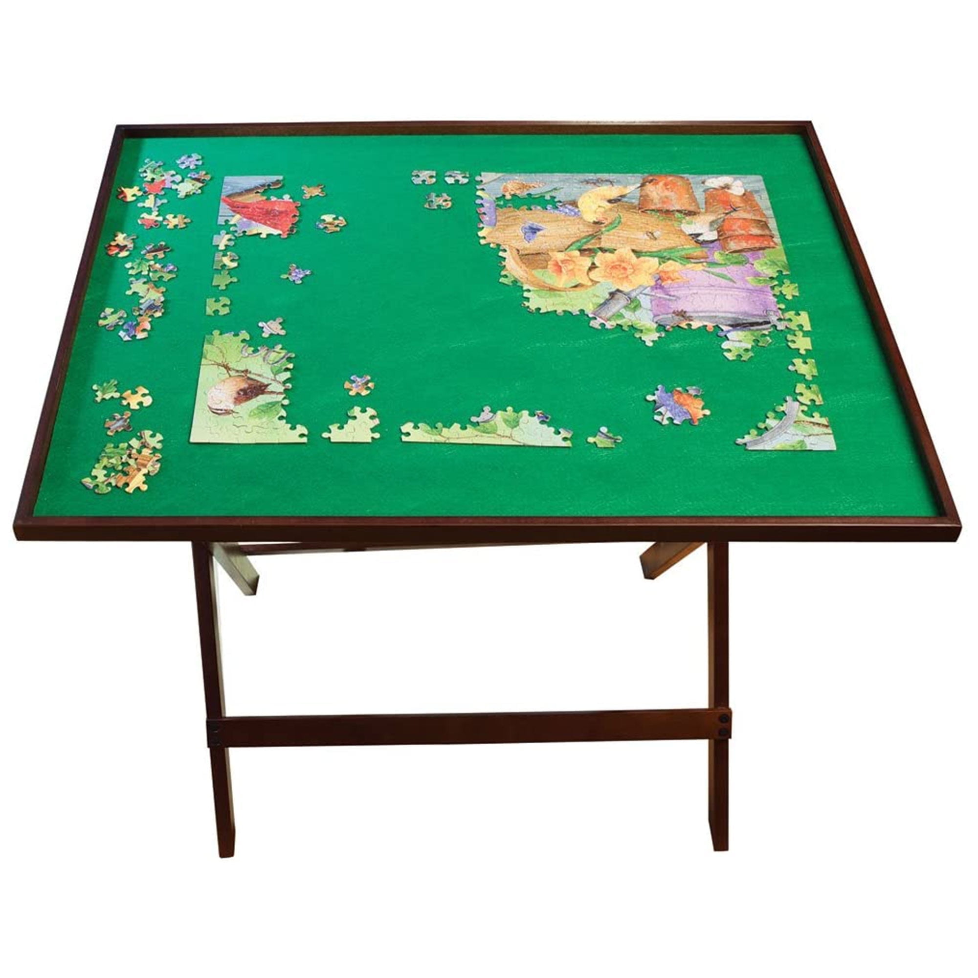 Bits and Pieces Portable Folding Puzzle Board – Compact 26" x 34" Table for 1500-Piece Jigsaw Puzzles – Space-Saving Wooden Puzzle Tray with Fold-Flat Legs, Non-Slip Felt, Multiuse Craft & Game Table