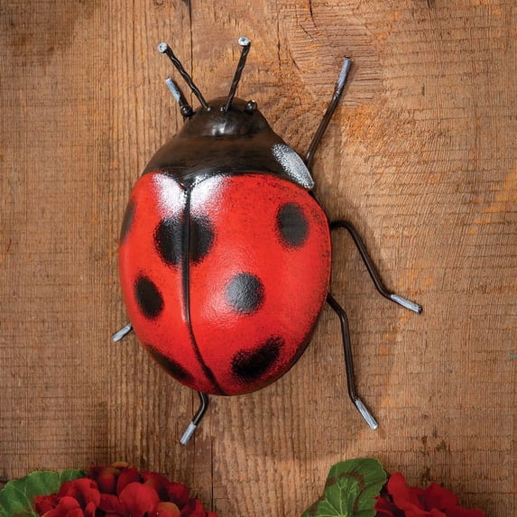Bits and Pieces Garden Ladybug Red Metal Sculpture